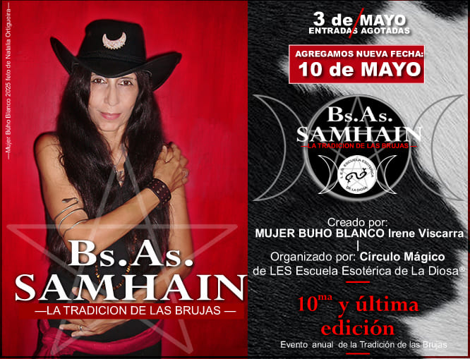 Afiche de la décima edición del evento BsAs Samhain La Tradición de las Brujas en Buenos Aires Argentina